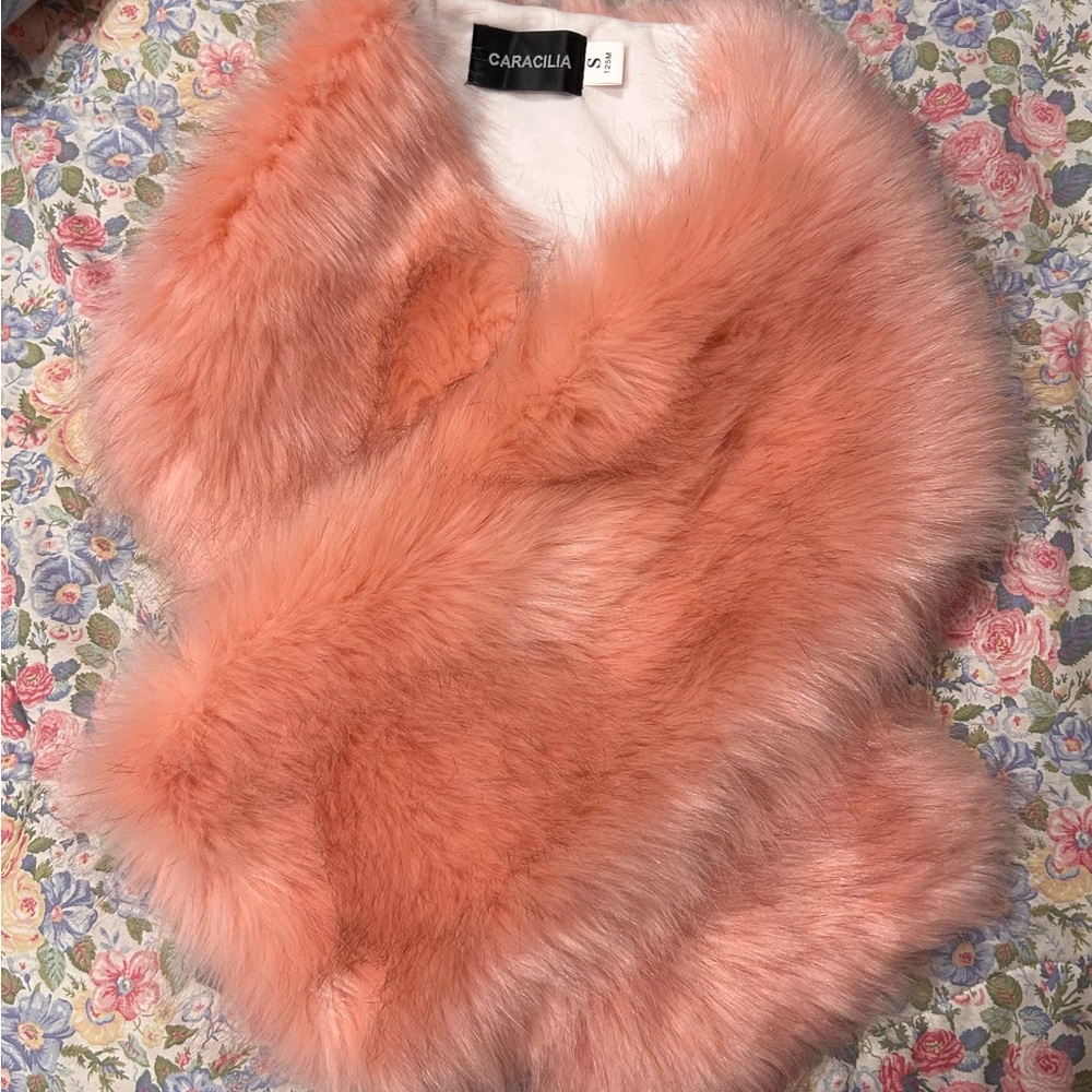 Caracilia Women's Pink Faux Fur Scarf